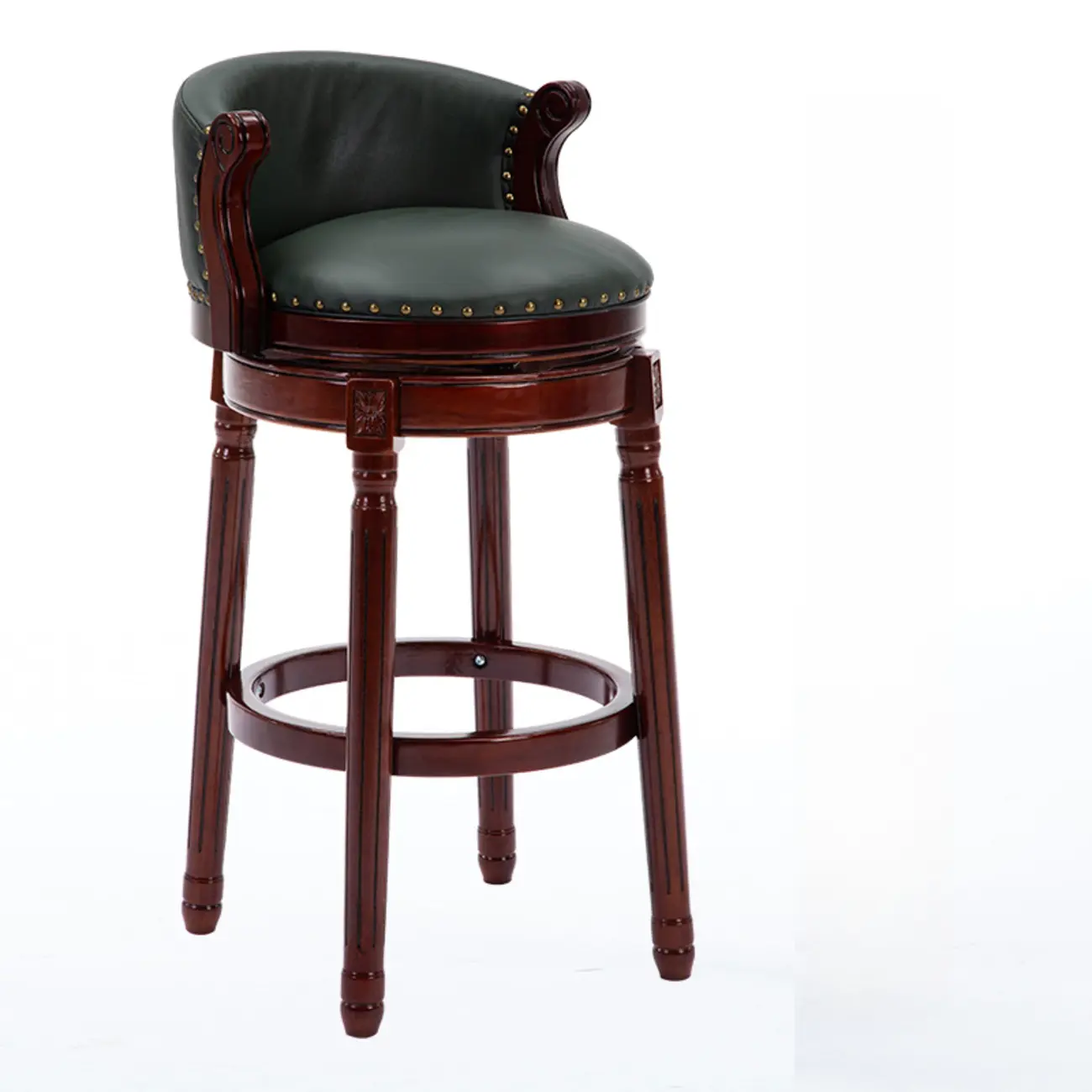 Solid Wood Leather Swivel Counter Stools with Backs