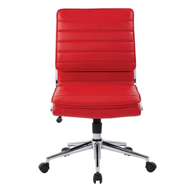 Armless Mid Back Professional Managers Faux Leather Chair with Chrome Base