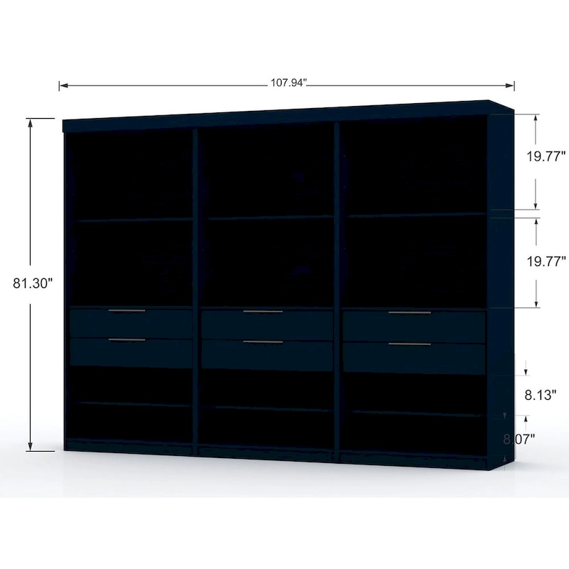 Mulberry 2.0 Modern 3 Sectional 6 Drawer Wardrobe Closet Set of 3