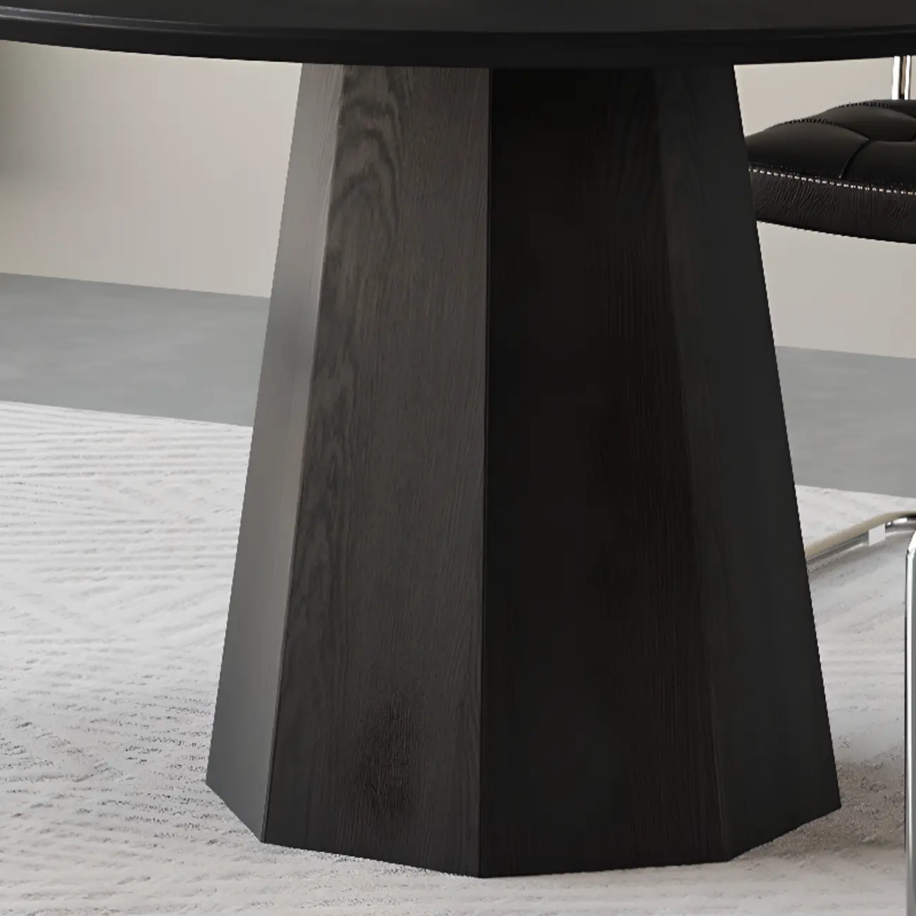 Modern Black Wood Round Dining Table