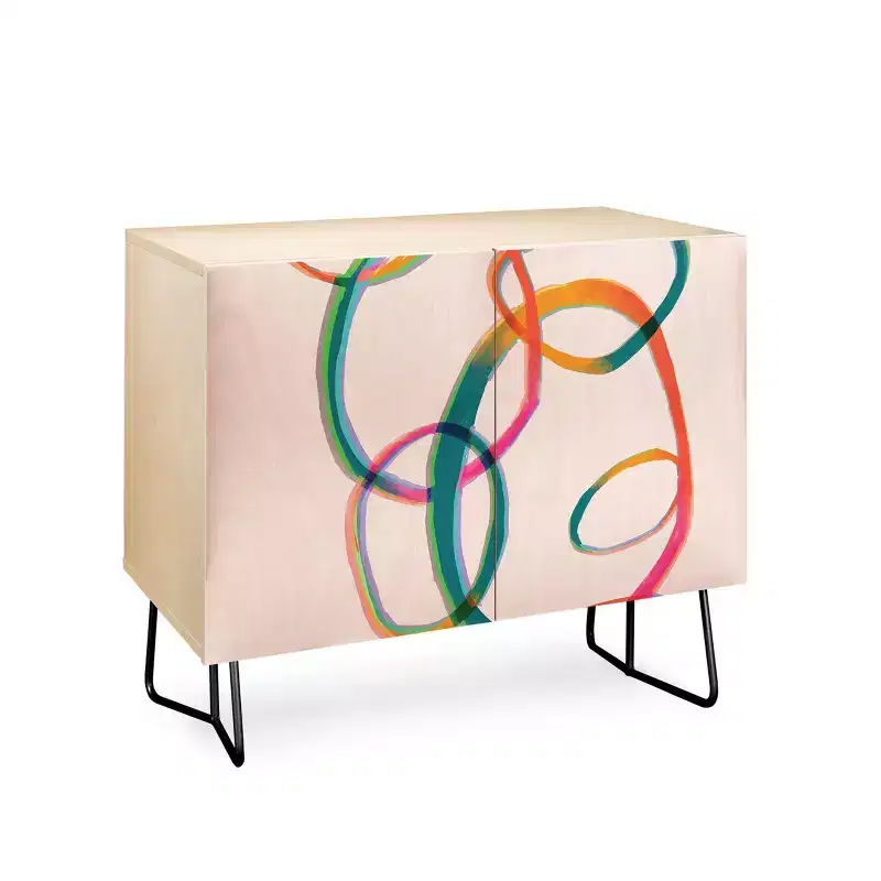 ThirtyOne Illustrations Love and Aberration Black Legged Credenza - Deny Designs