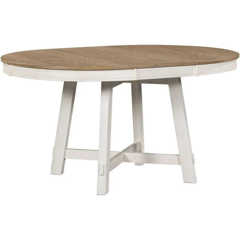 Farmhouse Round Extendable Dining Table with 16   Leaf Wood Kitchen Table