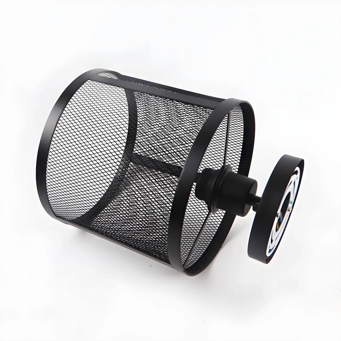 Industrial Black Iron Mesh Cylinder Semi Flush Ceiling Light