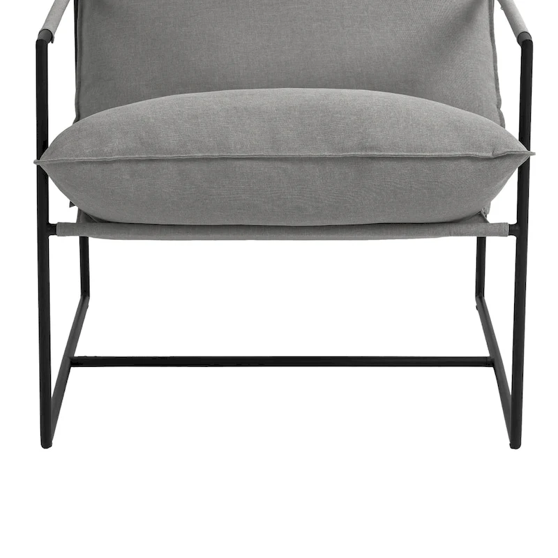 Metal Framed Accent Chair Sling Armchair with Bag Cushion
