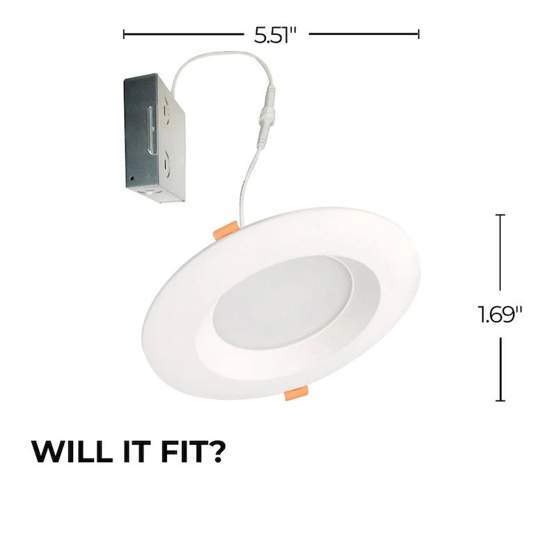 Bulbrite Pack of (4) 12 Watt LED 4  Round Recessed Downlight Fixture with Metal J-Box, 5CCT