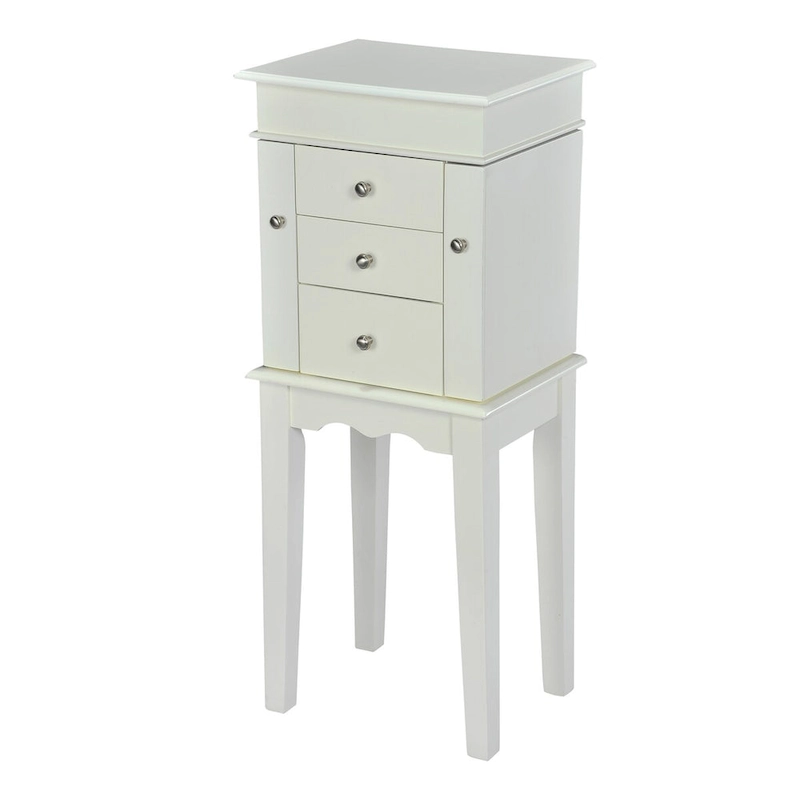 Antique White Jewelry Armoire Cabinet Organizer - N/A