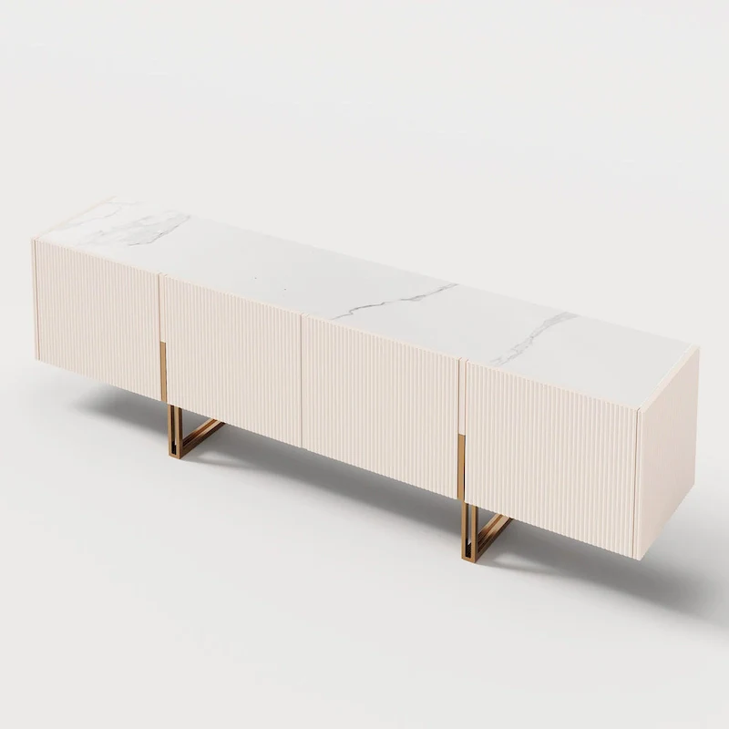 78.7 TV Stand, Entertainment Center with Faux Marble Top