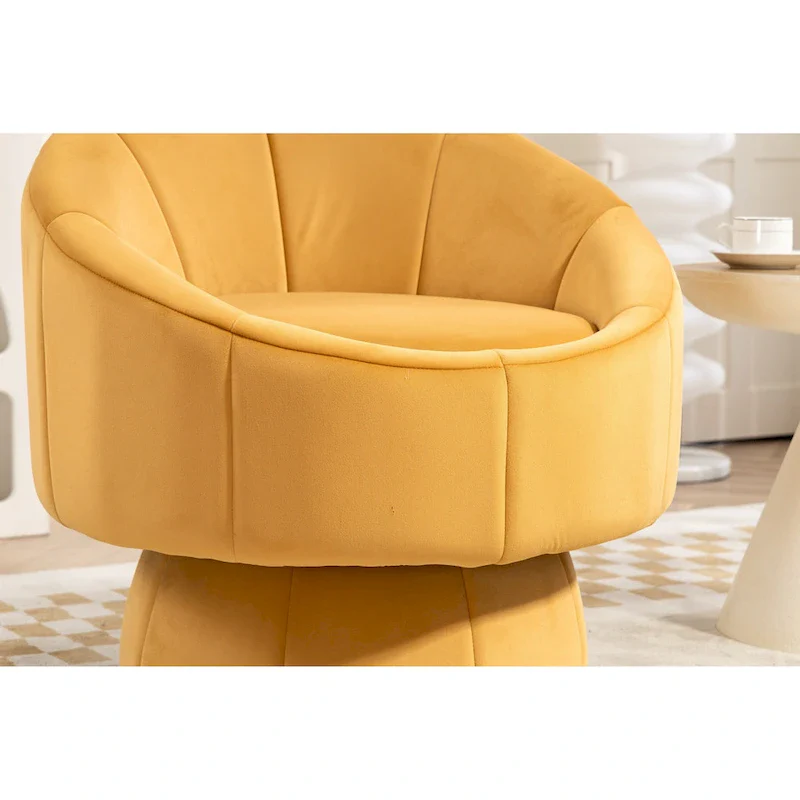 Modern 28.75 Velvet Upholstered 360 Swivel Accent Chair with Wood Frame and Waist Cushion