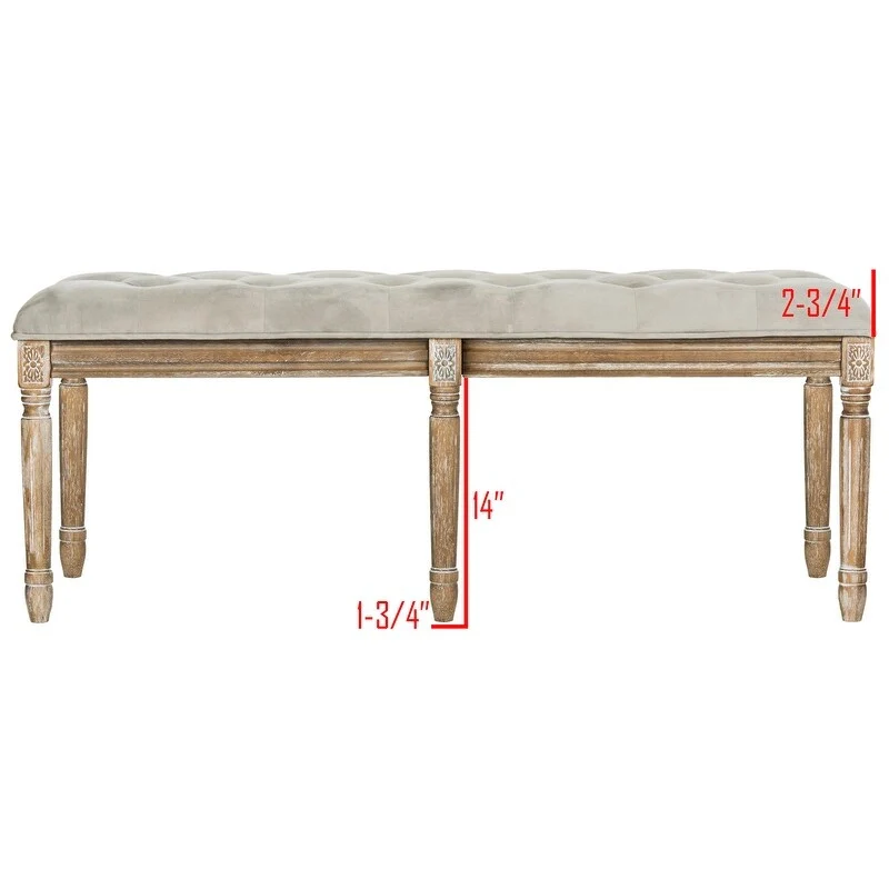 Lynnette French Brasserie Tufted Wood Bench - 47.3 x 17.5 x 19 - 47Wx18Dx19H