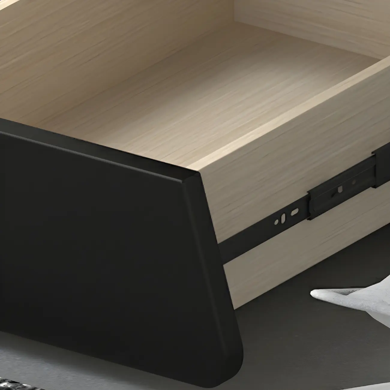 Simple Rectangular Wood Black-White 2 Drawer Nightstand