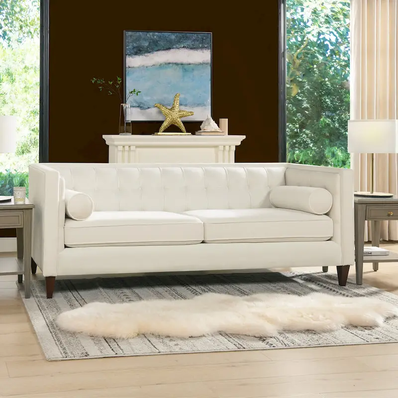 Modern Upholstered Tufted Swallowtail Sofa