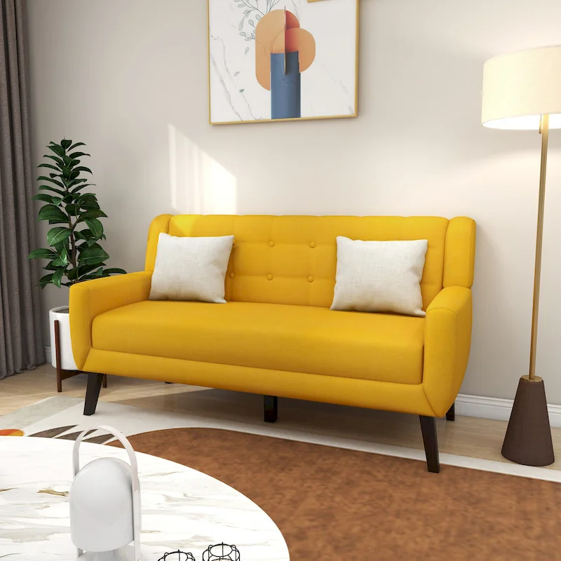 Linen Modern Tufted Loveseat Upholstered Sofa