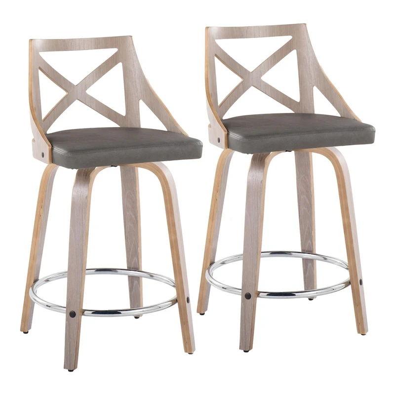 The Gray Barn Charlotte 24  Fixed-Height Counter Stool with Bent Wood Legs (Set of 2)