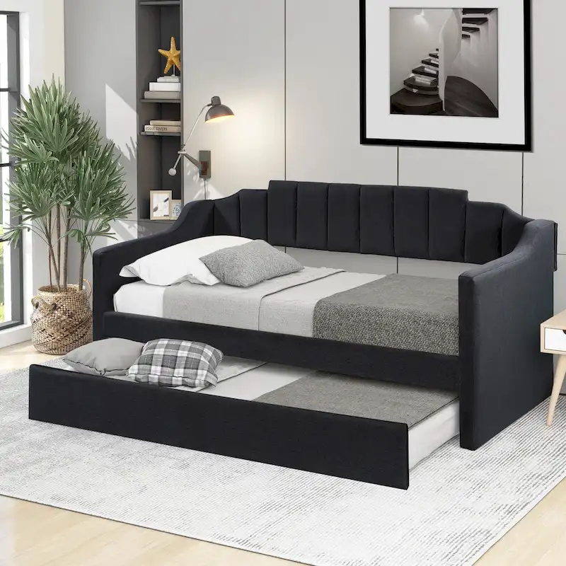 Nestfair Upholstered Twin Daybed with Trundle