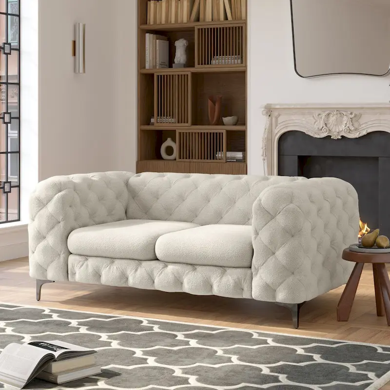Corvus Chesterfield Aosta Tufted Velvet Loveseat