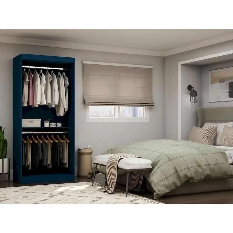 35.9 Open Double Hanging Modern Wardrobe Closet with 2 Hanging Rods