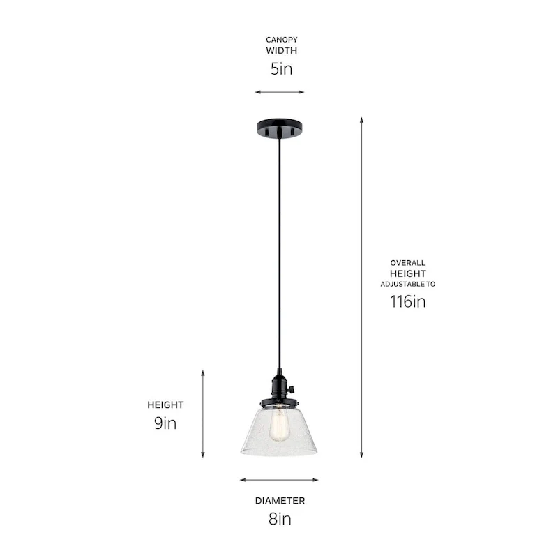 Kichler Avery Single Light 8  Wide Mini Pendant with Tapered Clear