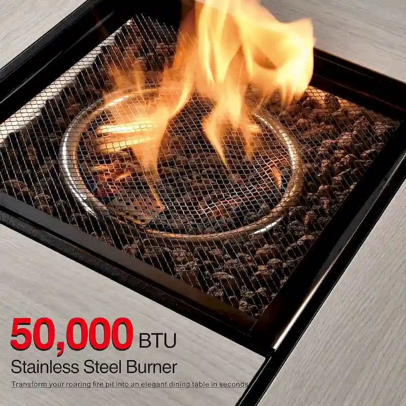 OVIOS Grey Wicker 6-piece Patio Furniture Set With 30  Fire Pit