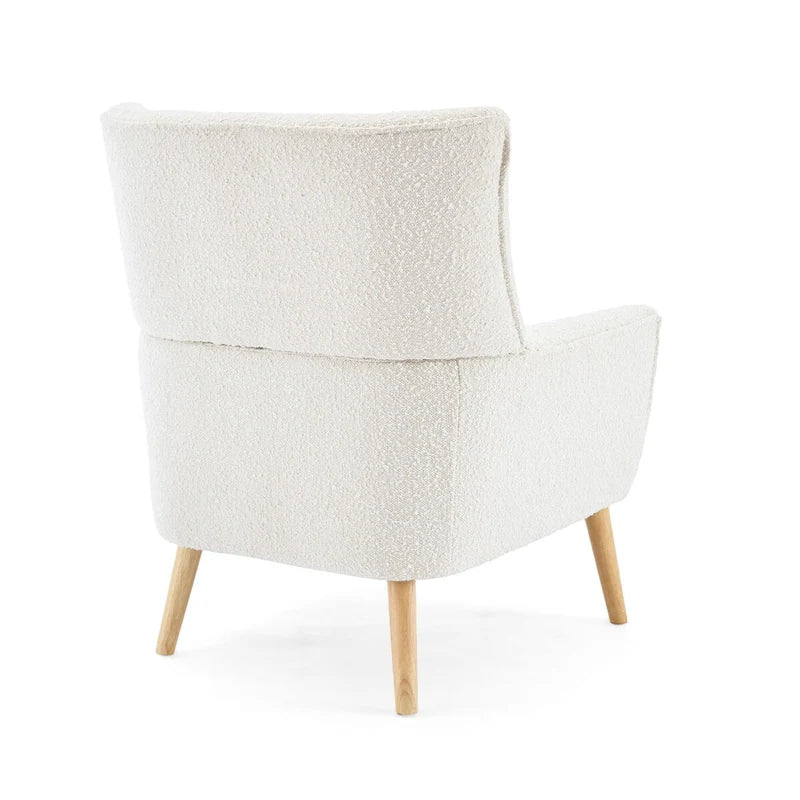 Modern Plush Fabric Accent Chair with Wood Legs