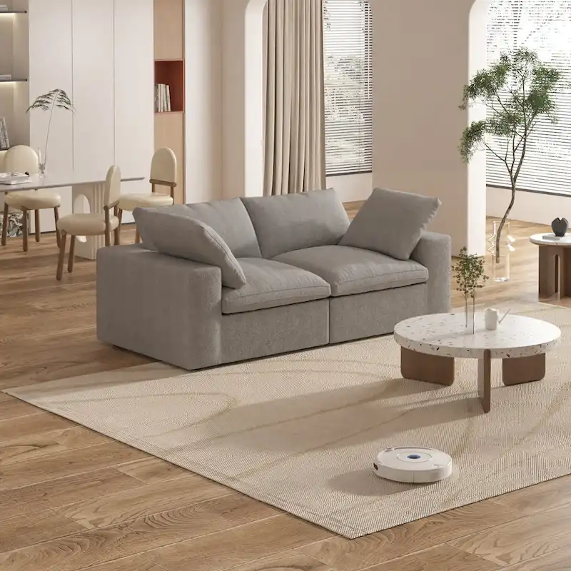 80 Linen Upholstered Loveseat Sofa Sectional Couch