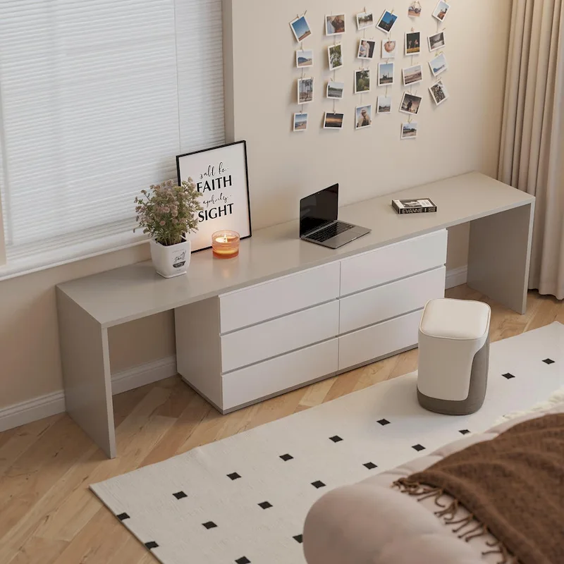 144.26 Home Office Expandable Desk With 6 Drawers