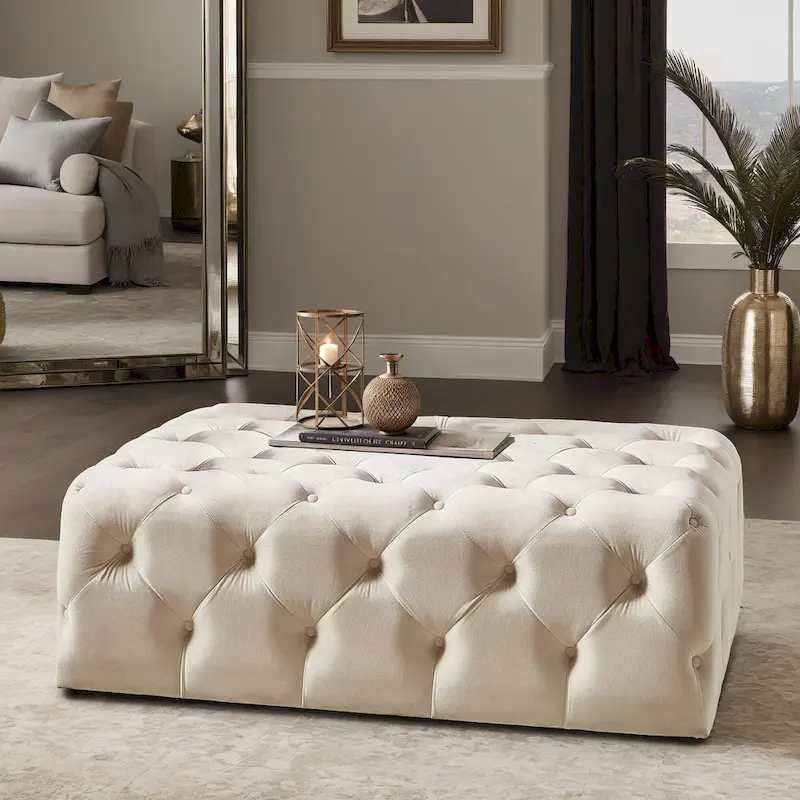 Gdansk Rectangular Tufted Ottoman with Casters