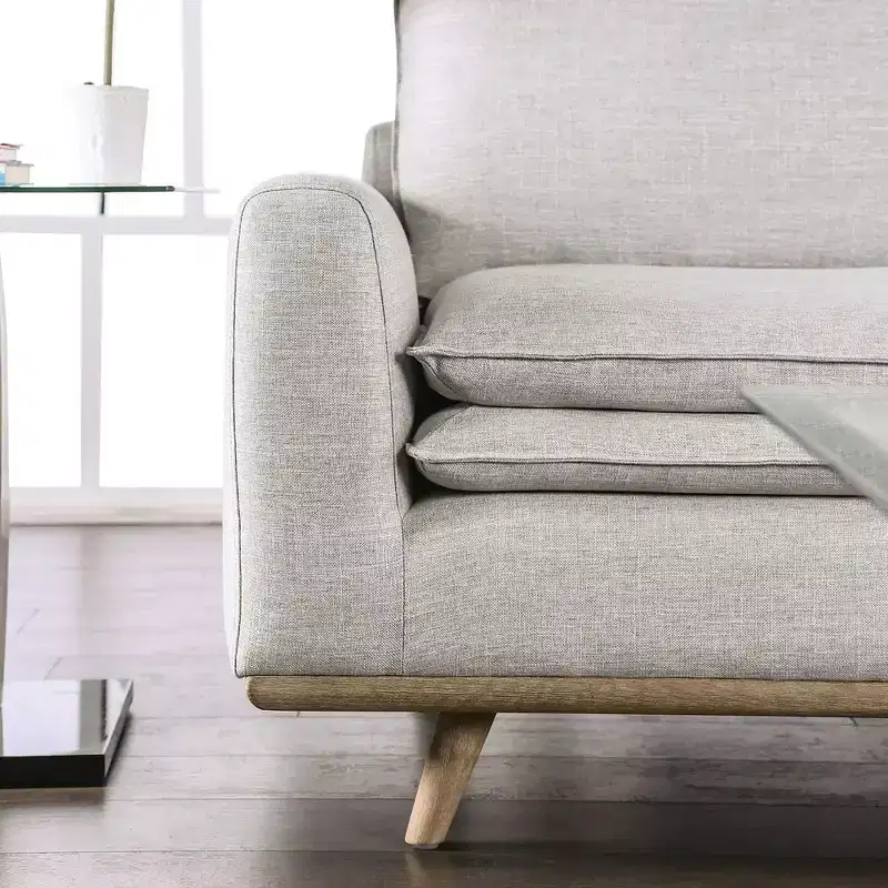 HOMES: Inside + Out Gubera 82" Mid-Century Sofa Cotton Linen Blend Upholstery with Feather Blend Cushions