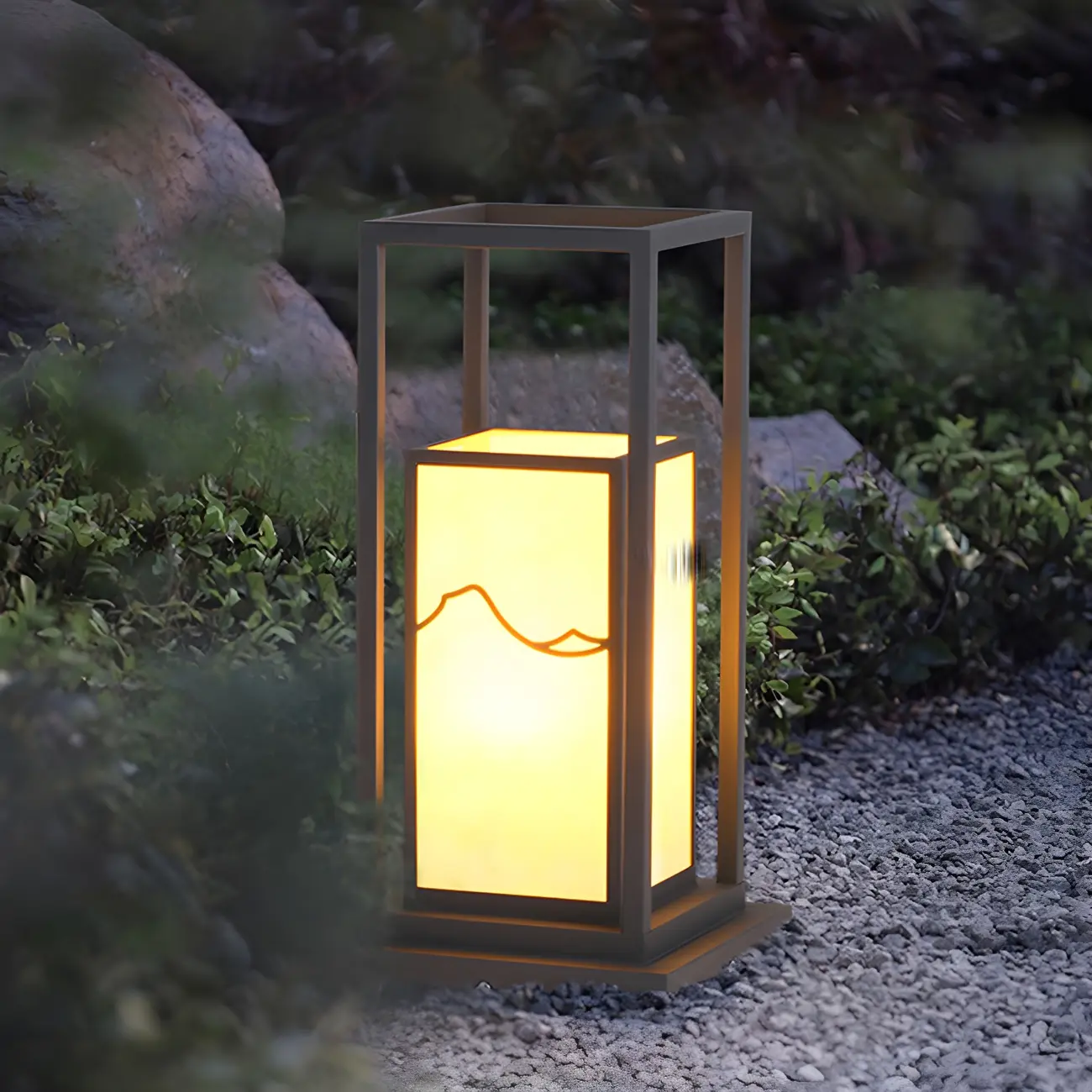 Black Metal Glass Geometric Post Cap Light