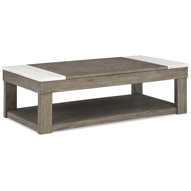 Signature Design by Ashley Loyaska Grayish Brown/White Lift-Top Coffee Table - 56.13  W x 28.25  D x 18.13  H