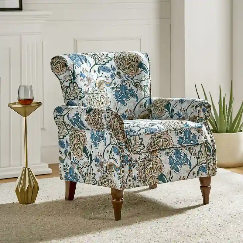 Nyctelius Traditional Polyester Accent Chair with Rolled Arms and Nailhead Trim by HULALA HOME