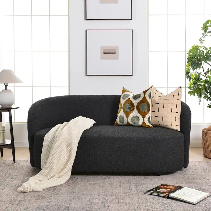 KINWELL Sherpa Upholstered Loveseat Boucle Sofa Couch, 68W
