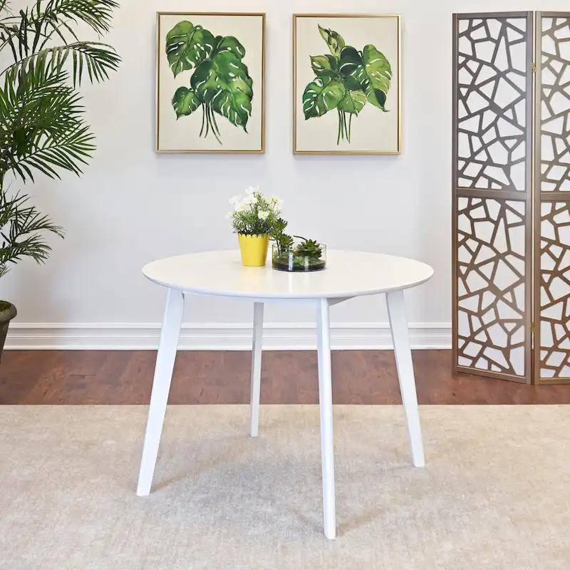Contemporary White Round Dining Table