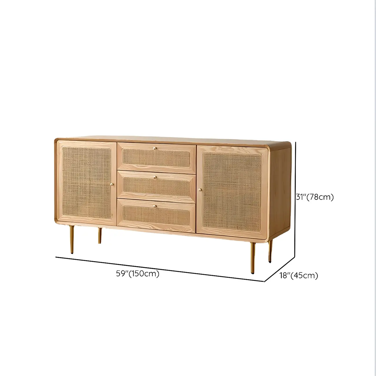 Traditional Natural Wooden Dresser with Drawer