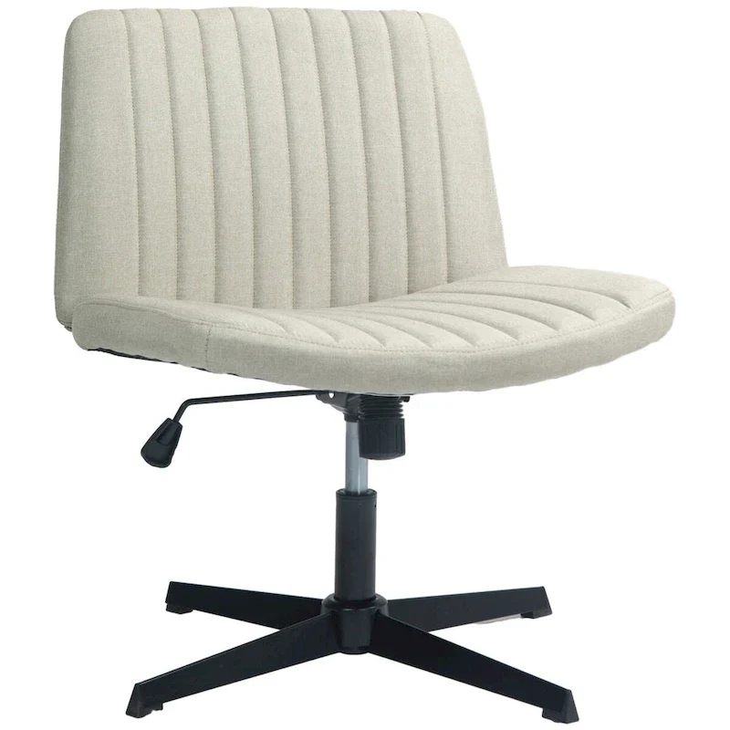 HOMCOM Wide Office Chair, Armless Office Desk Chair, Computer Fabric Vanity Chair with Adjustable Height