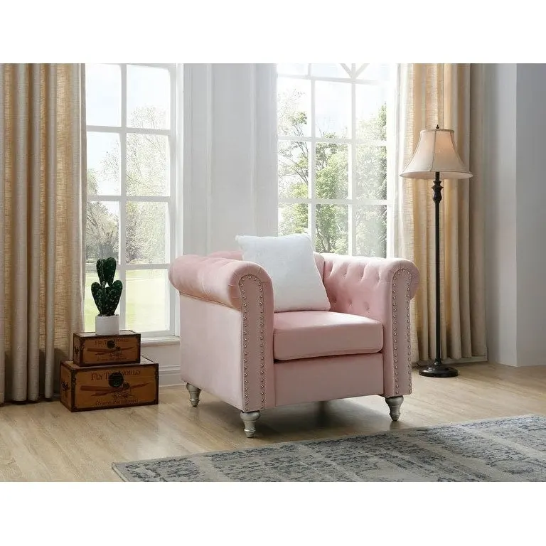 Raisa Velvet Crystal Accent Chair