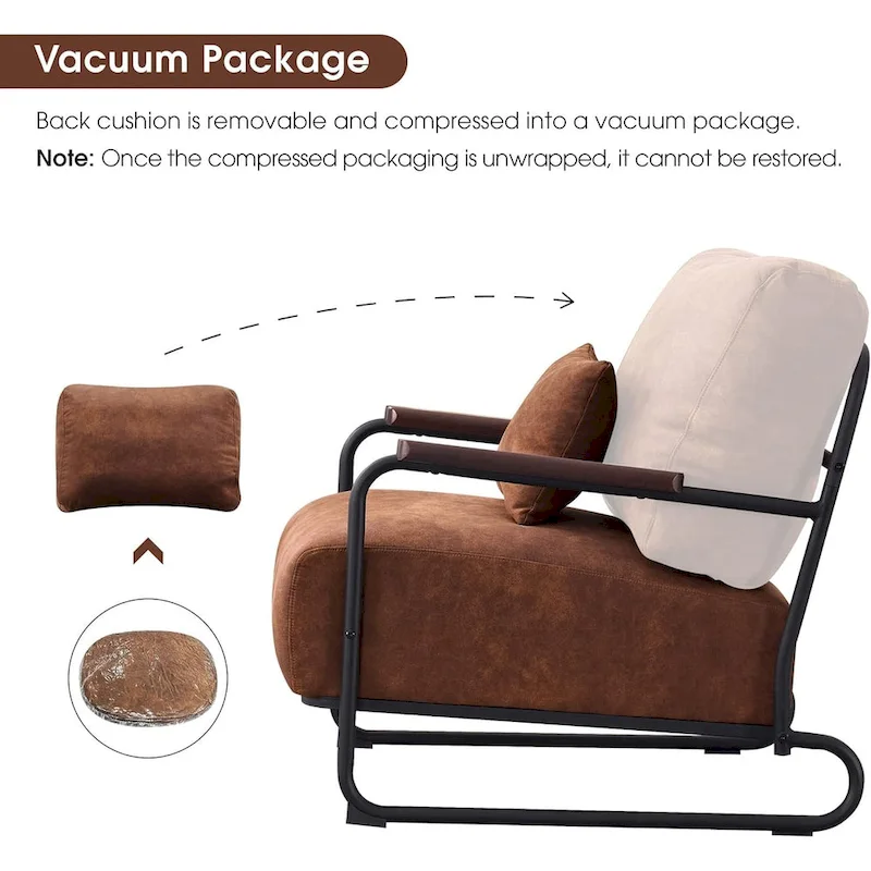 MCombo set of 2 Modern Accent Armchair with Steel Legs, Leathaire fabric HQ102