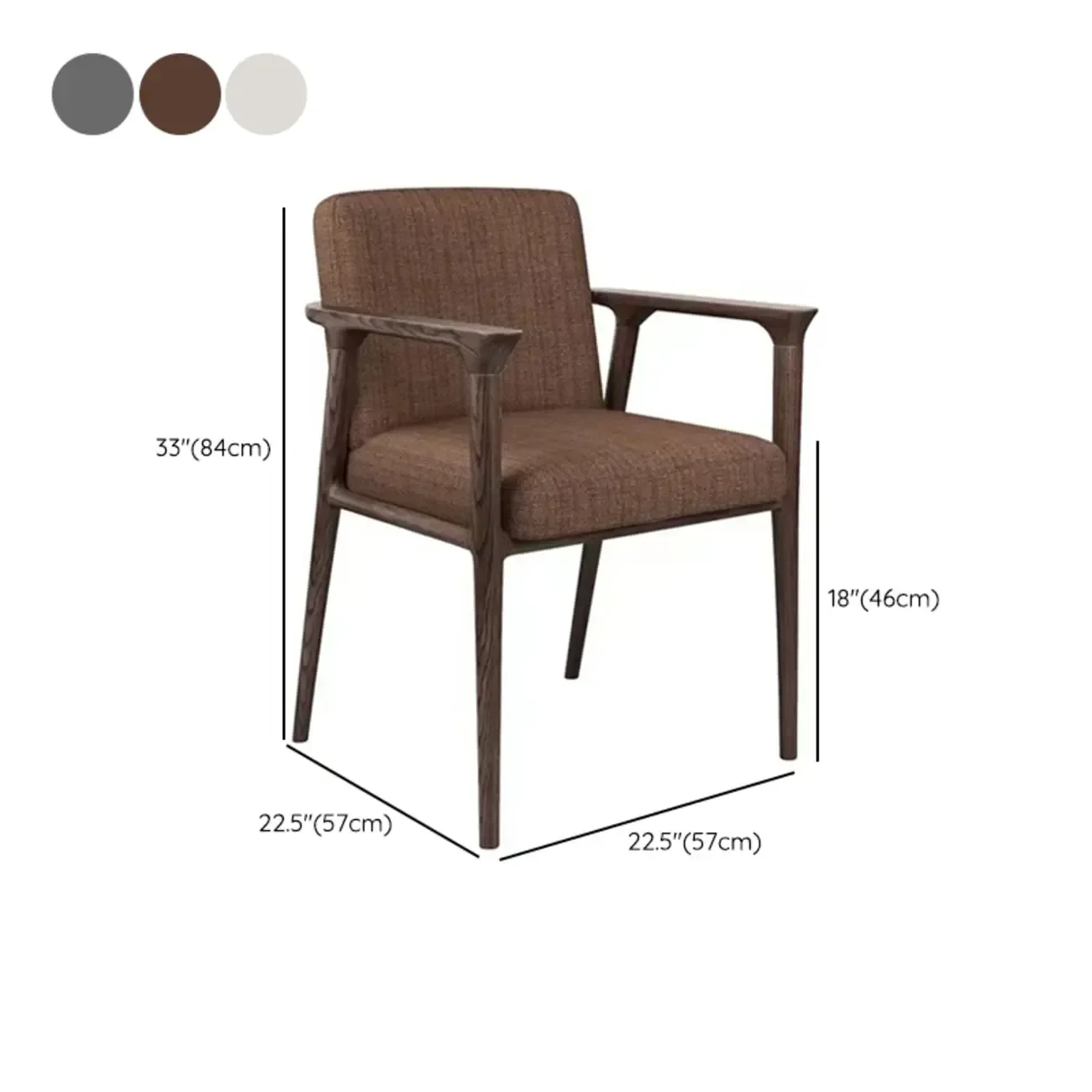 Modern Upholstered Dining Chair Square Shape with Wood Arms