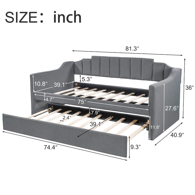 Nestfair Upholstered Twin Daybed with Trundle