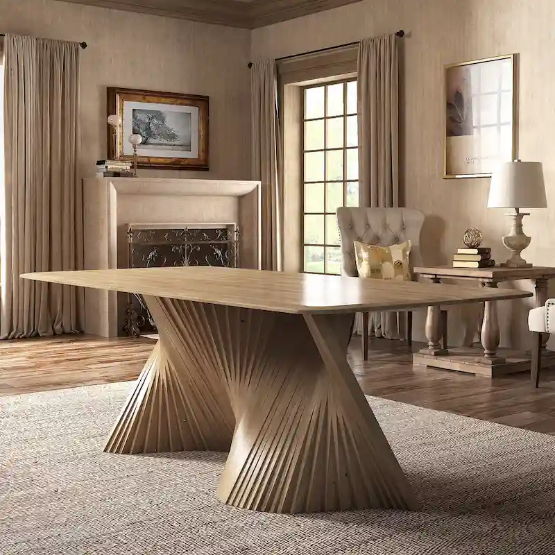 Norvik Wave Base Wood Dining Table
