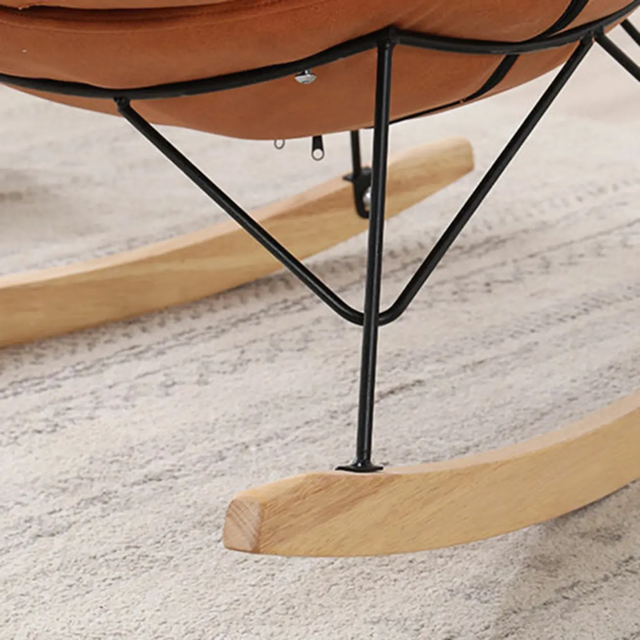 Cotton Upholstered Rocking Chair with Removable Cushions