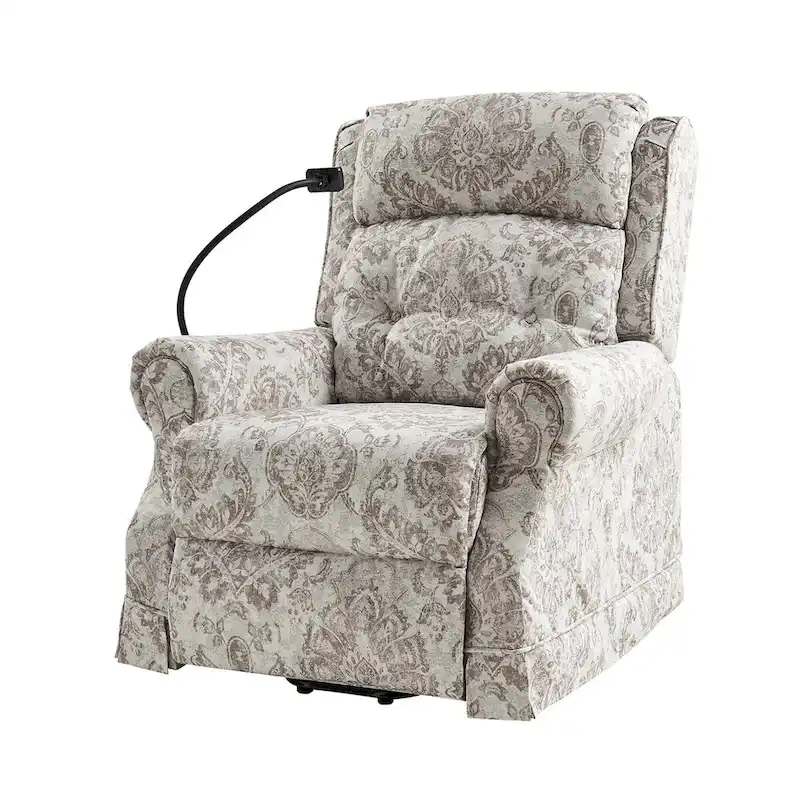Traditional-Style Electric Lift Recliner (with Massage, Heating, and Manually Adjustable Headrest)