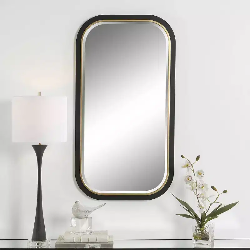 Uttermost Nevaeh Gold Black 23 1/4 x 43 1/4 Rectangular Wall Mirror