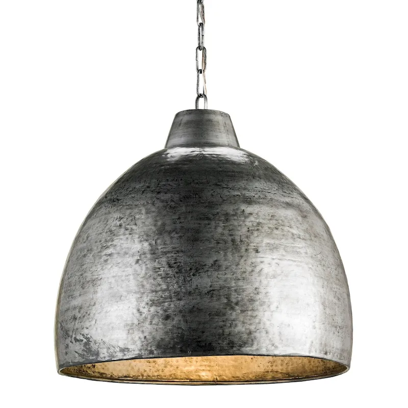 Currey & Company Earthshine Large Steel Pendant - 21.5 h x 22 dia