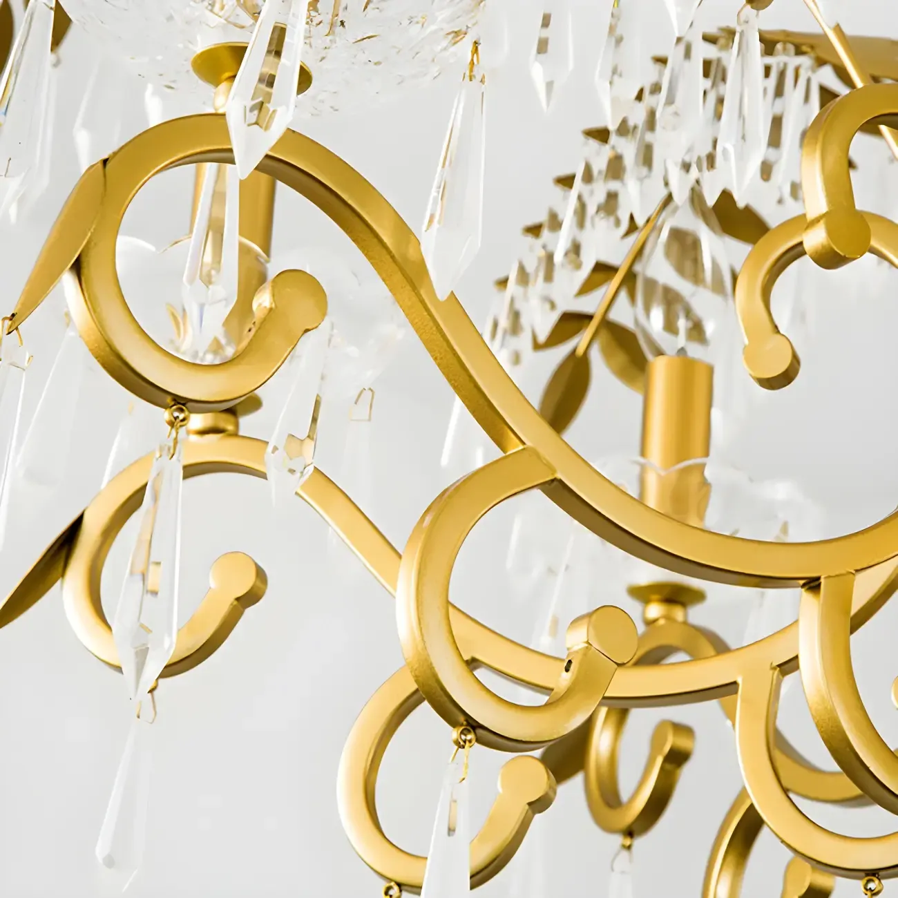 Luxurious Golden Leaf Curved Chandelier with Crystal