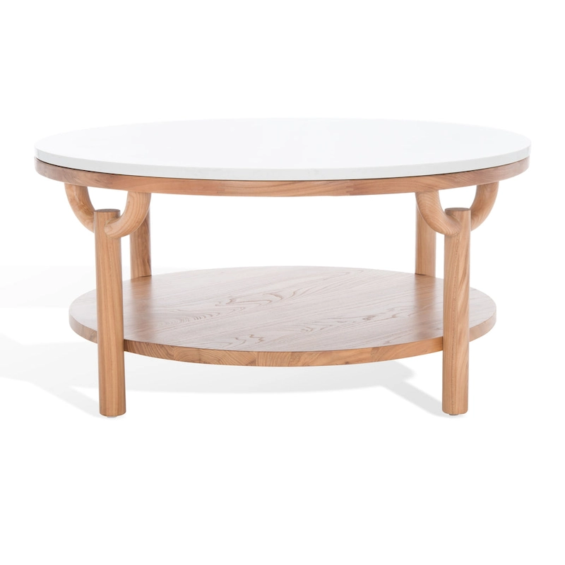 SAFAVIEH Couture Aive 2-Tier Marble Top Round Coffee Table - 35 In. W x 35 In. D x 17 In. H - 35W x 35D x 17H