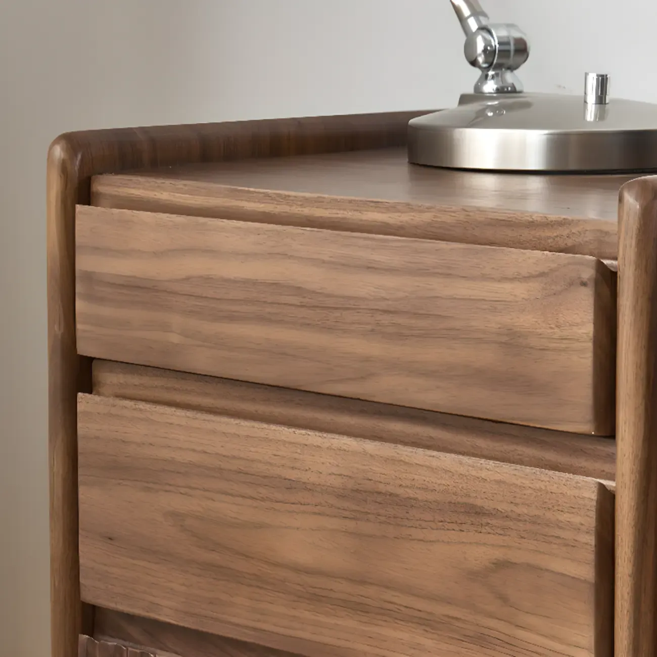 Brown Modern 3-drawer Solid Wood Bedside Nightstand