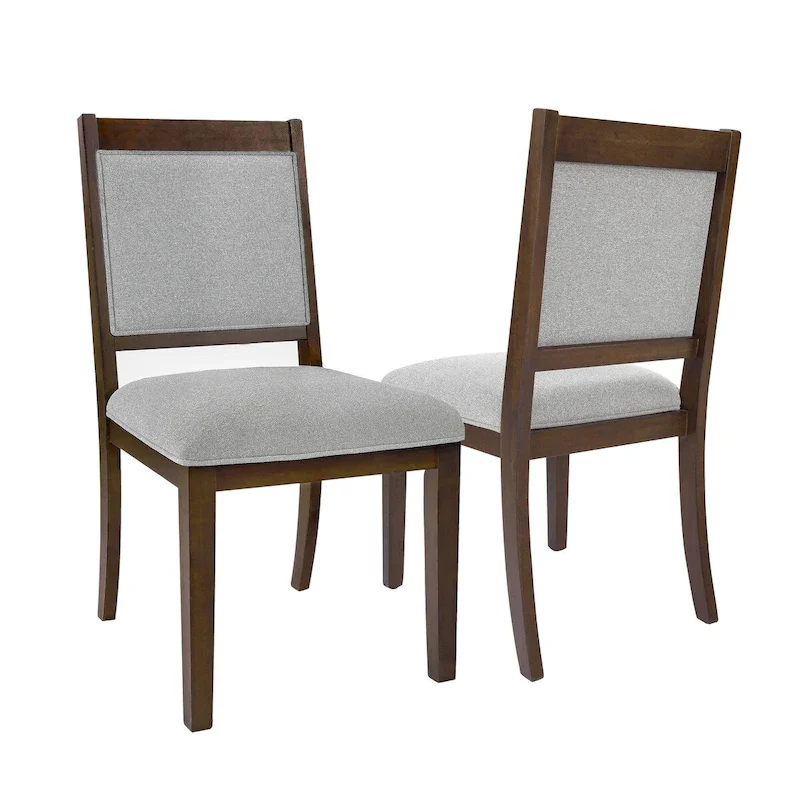 Gray/Neutral Woven Open-Back Upholstered Dining Chair, Set of 2