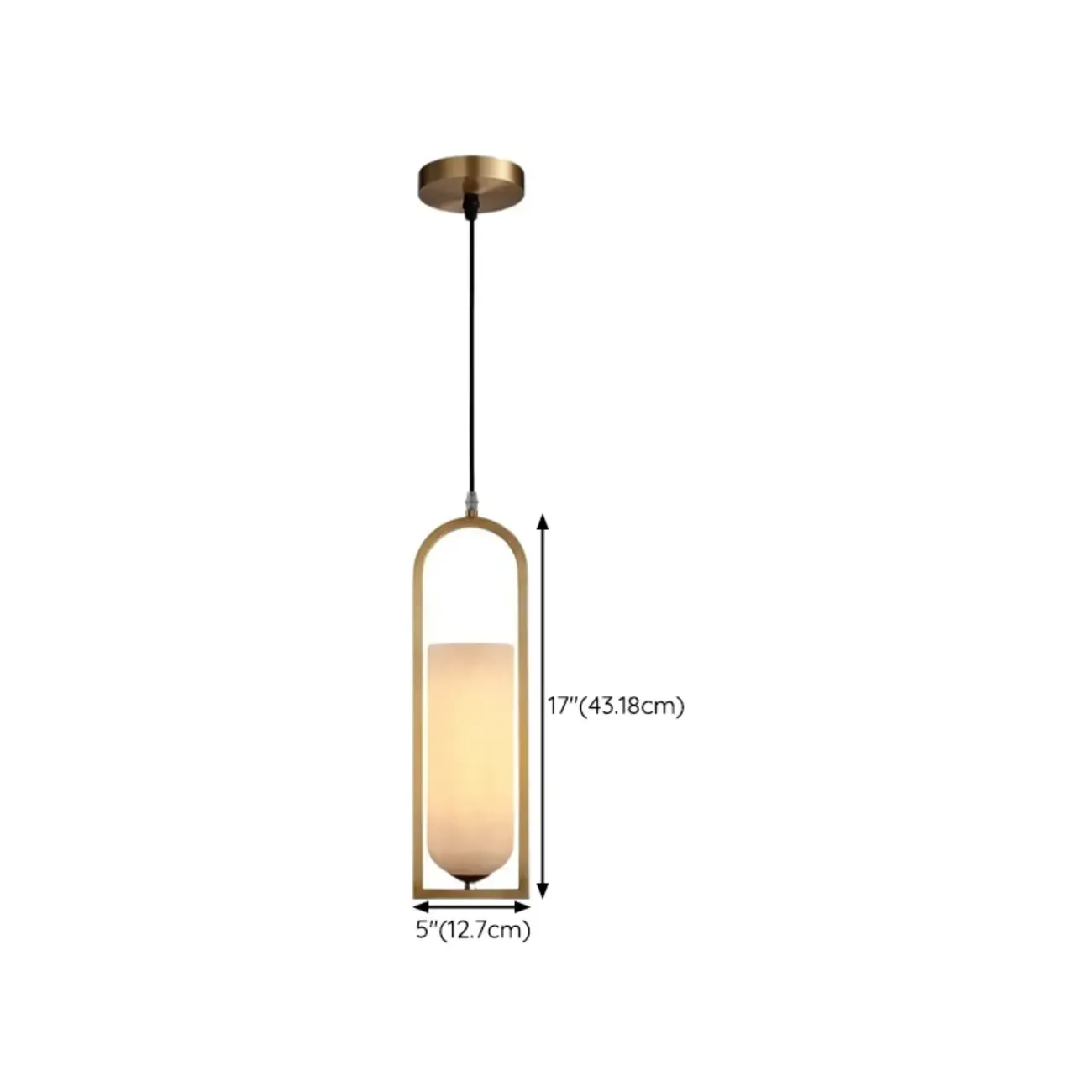 Exquisite Cylinder Gold Alabaster Hanging Pendant Light
