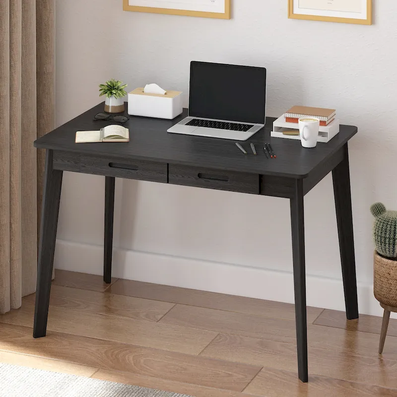 Wood Desk - 39.4W, Multi-Functional, Rounded Corners, Optional Drawers, Easy Assembly
