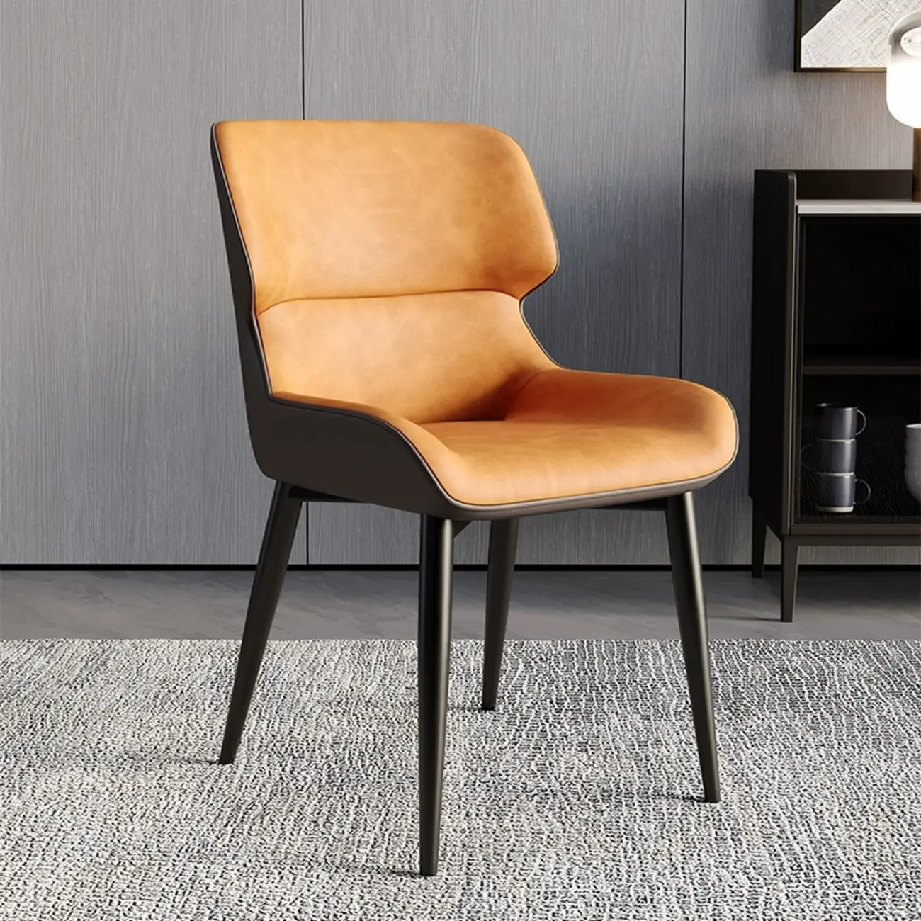 Leather Low Solid Back Armless Dining Side Chair